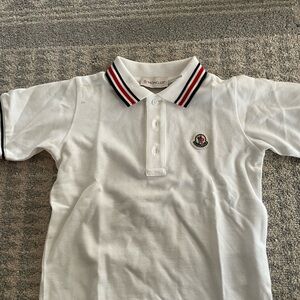 Moncler Kids White Polo Shirt